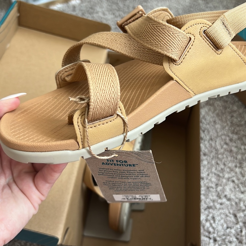 Chaco hiking tan sandals, great for walking or hiking